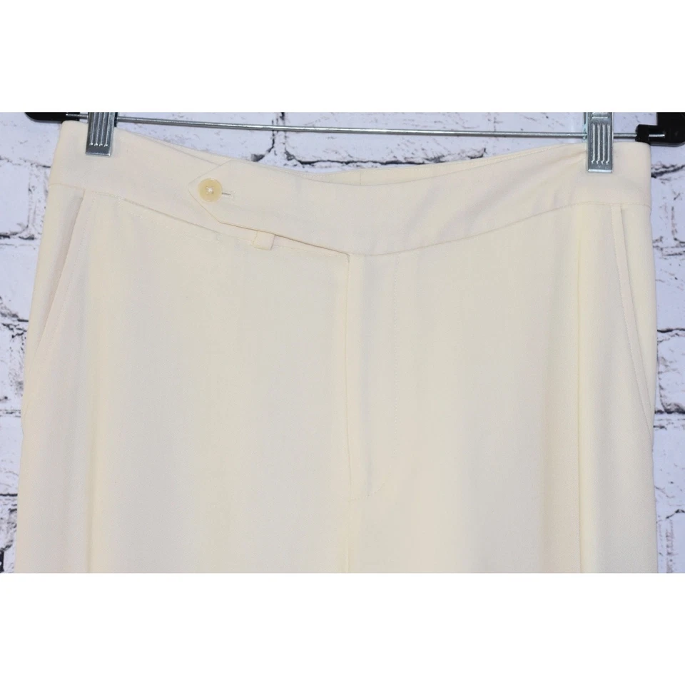 Calça Ralph Lauren Black Label lã marfim Palazzo perna larga tamanho 6 EUA - Imagem 4 de 4