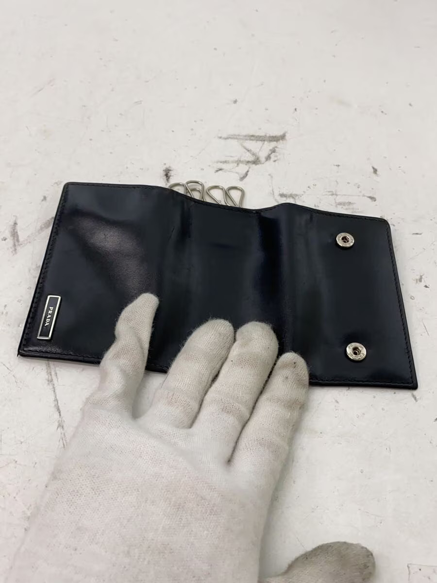 PRADA Leather Key Case, Black, Solid Color, Men's… - image 5