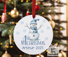 Personalized My First Christmas Ornament Name Baby 1st Christmas Xmas Snowman