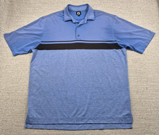FootJoy Polo Golf Shirt Mens 2XL Blue Stripe Performance Stretch Short Sleeve