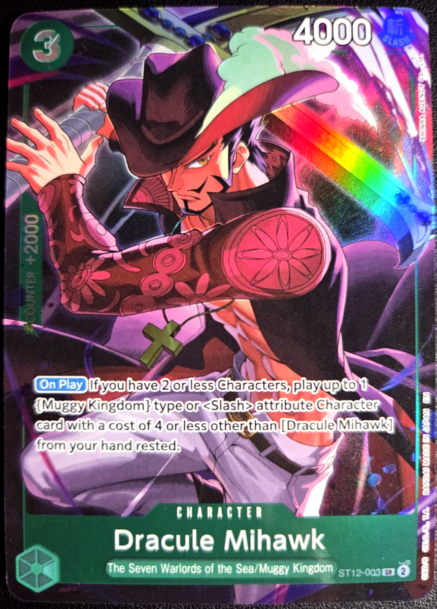 Dracule Mihawk ST12-003 SR ONE PIECE Tcg NM Green OP-PR