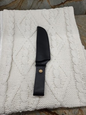 Black Up & Down Strap w Button Belt Loop Fix Blade Knife Leather Sheath