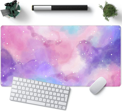 Desk Pad Purple Starry Sky Cute Gaming Mouse Pad Galaxy Gamer Girl Cute Pink Des