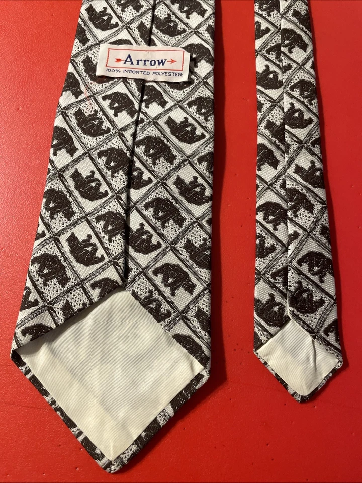 Corbata de colección usada en excelente estado años 70 Flecha tejida poliéster corbata ancha mod discoteca osos Argyle Foto 3 de 4