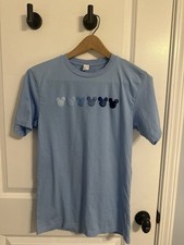 Disney Mickey Mouse Silhouette Short Sleeved T-Shirt Blue Women Men Teen Size M