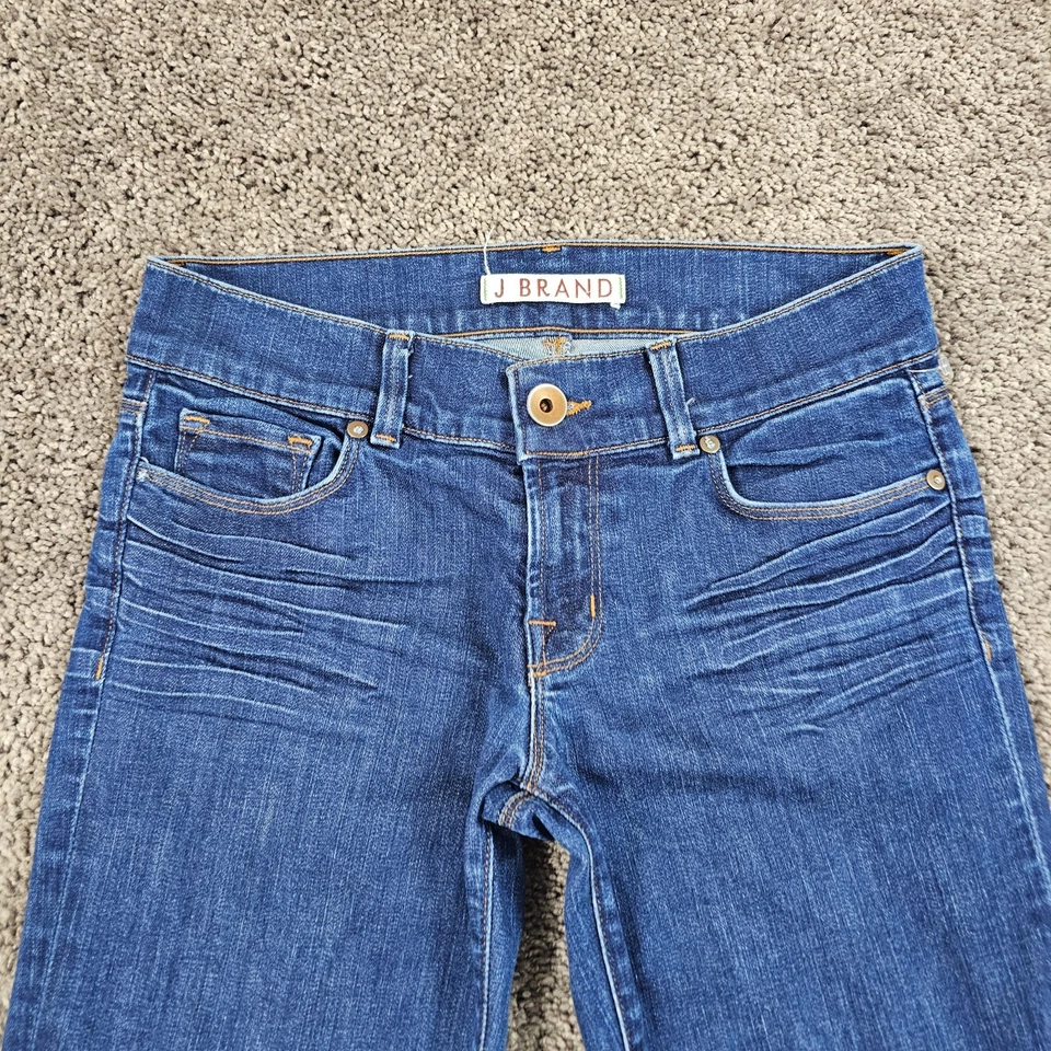 J Brand Jeans Womens 27 Bell Bottom Low Rise Dark Wash Stretch Denim USA 27x32 - Image 2 of 4
