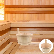 Sauna Bucket And Ladle Set 4 L Wooden Sauna With Plastic Liner Spa Accessories