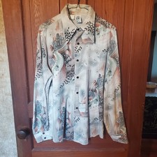 AS IS Disney Kennington Minnie Mickey Mouse Castle Print Button Down Shirt Large