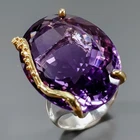 Handmade 35 ct+ Natural Amethyst Ring 925 Sterling Silver Size 8 /R474074