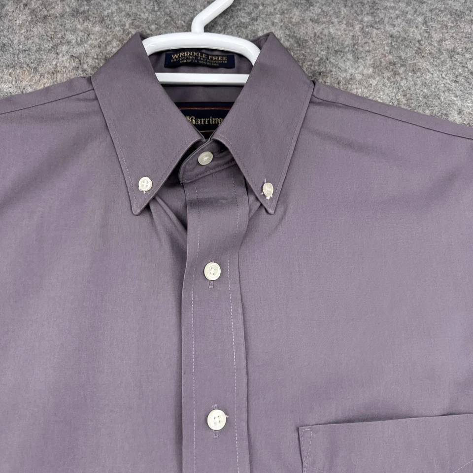 Barrington 衬衫男式 14.5 32/33 紫色无皱长袖纽扣 — 第 2/4 张图片
