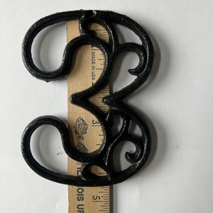 Cast Iron Number "3" Black Ornate Scroll Filigree House Number Decor - Free Ship