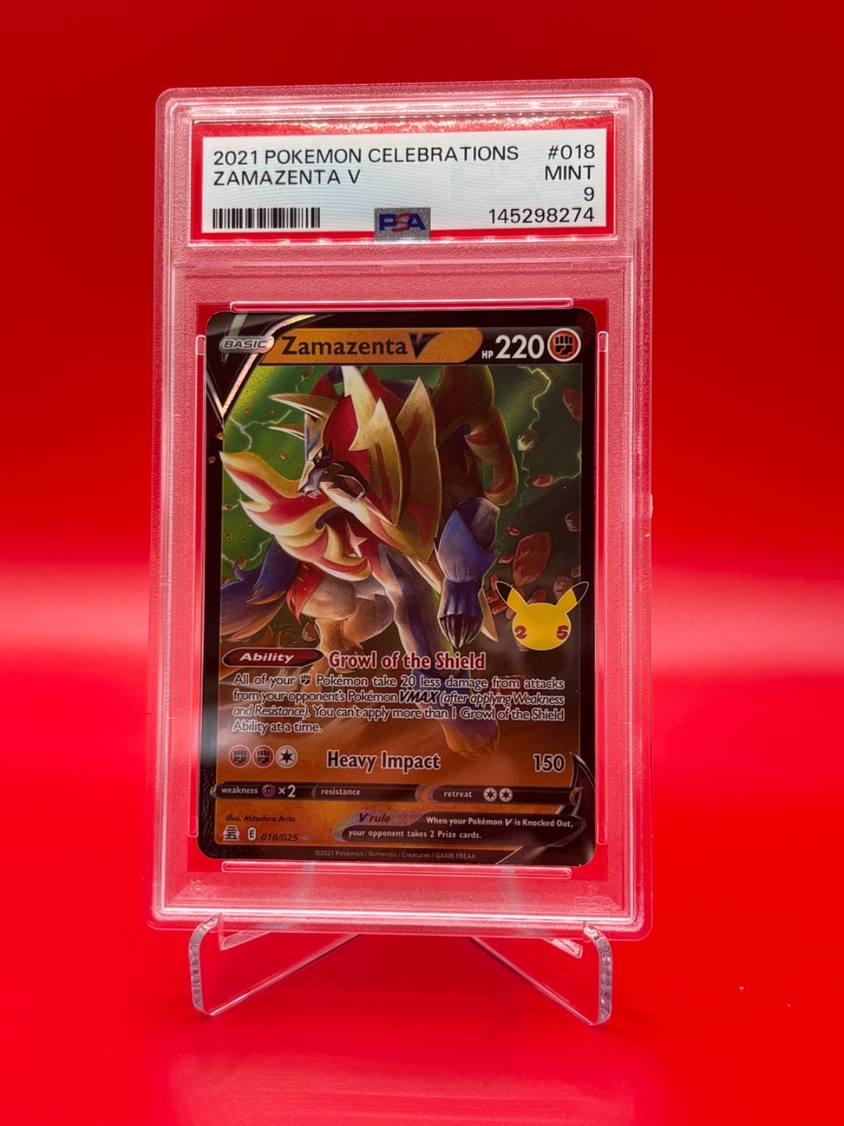 2021 Pokemon Celebrations Zamazenta V #018 PSA 9