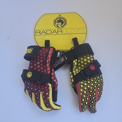 Radar Vice Water Ski Gloves Slalom Dowel Hex Red Yellow Size M Adult Medium