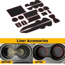 Interior Liner Pad For Toyota 16-2022 Tacoma Cup Console,Door Pocket Insert Red