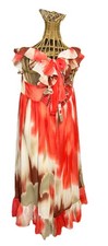 Banana Republic Dress Large Petite Tie Dye $119 NWT Orange Cute Back Bow Sheer