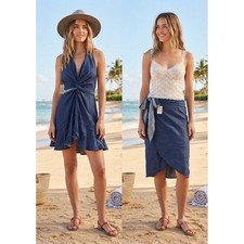 We The Free Free People Convertible Wrap Dress Skirt Denim Blue boho Small