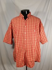 Vintage Johnny Cotton Shirt Red Yellow Checked Shoet Sleeve Men's Large