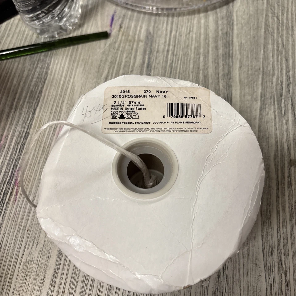 VTG Crafted Creations Navy 2 1/4” Grosgrain Ribbon 45 Yds NOS - Image 2 of 4