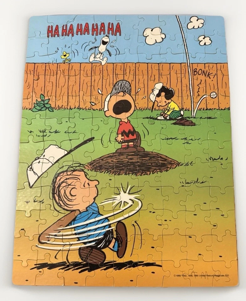 Peanuts Charlie Brown 100 Piece Puzzle Snoopy Baseball Golden Vintage Complete - Image 2 of 2