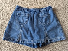 Vintage 90s Y2K Route 66 Denim Gingham Mini Skirt Skort Size 9/10 Cotton GUC