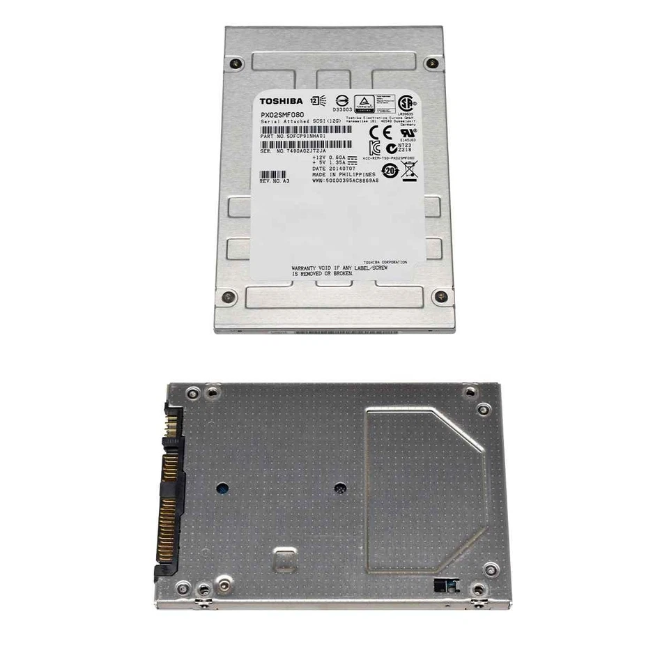 Toshiba 800GB 2.5" 12G SAS SSD PX02SMF080 SDFCP91NHA01 512 Bytes Server Storage