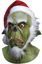 Brand New Christmas Green Santa Adult Full Mask