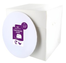 Tall Cake Box & White Cake Board Set 10 Premium Masonite Board Extra Tall Box 10
