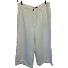 Lauren Ralph Lauren Women's Linen Wide-Leg Pants Color White Size 16 Coastal EUC