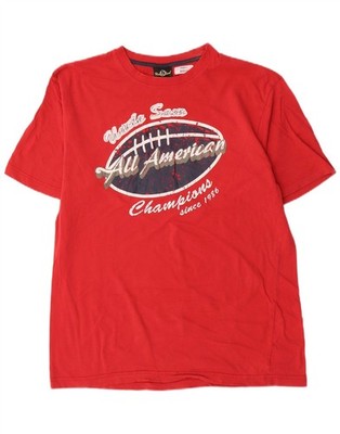 Uncle Sam Herren Grafik T-Shirt Oberteil Medium Rot Baumwolle DQ12