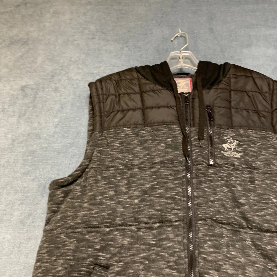 Beverly Hills Polo Club Chaleco Hombres Grande Gris Ajuste Moderno Con Capucha Puffer Rendimiento Foto 4 de 4