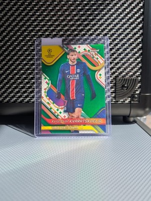 2024/25 Topps Finest KHVICHA KVARATSKHELIA PSG GREEN REFRACTOR /99 Short Print