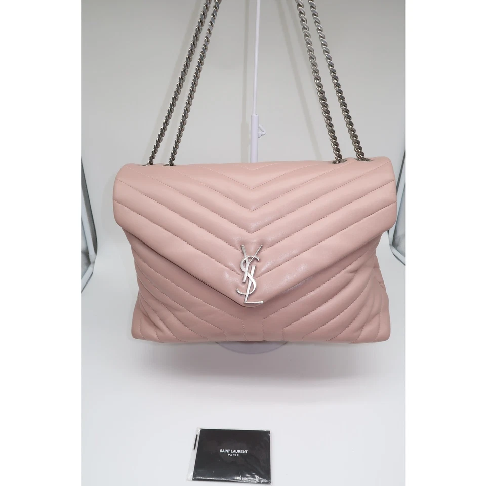 Saint Laurent Pink Calfskin Monogram Loulou Chain Satchel Medium Shoulder Bag - Image 2 of 4