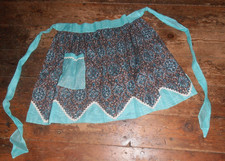 Vintage Apron Tie Waist Cotton, 1 Pocket, blue/multicolour: unused, beautiful