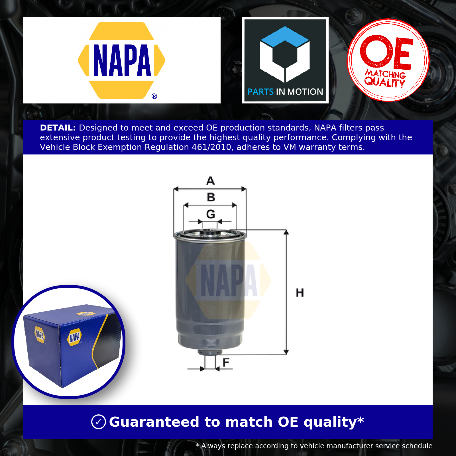 Fuel Filter fits KIA OPTIMA JF 1.7D 15 to 18 D4FD NAPA 31922A9000 Quality New