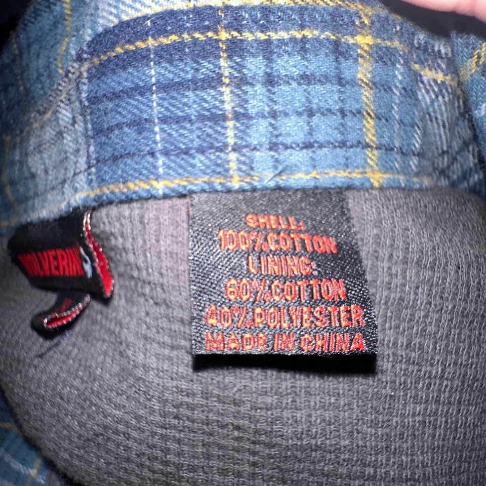 Chaqueta Camisa Wolverine Para Hombre Forrada de Franela a Cuadros XL Azul Blanco Manga Larga Foto 4 de 4