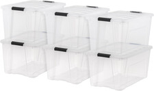 72 Qt Stackable Plastic Storage Bins with Lids 6 Pack BPA-Free Made in USA