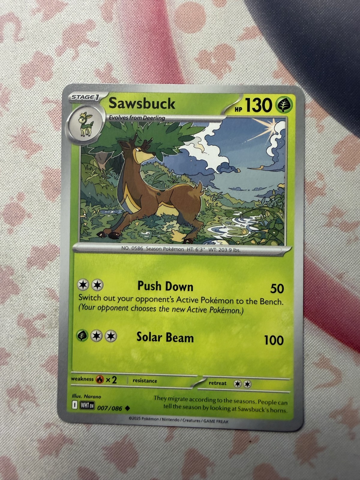Sawsbuck Uncommon SV: White Flare 007/086 NM English Pokemon Card