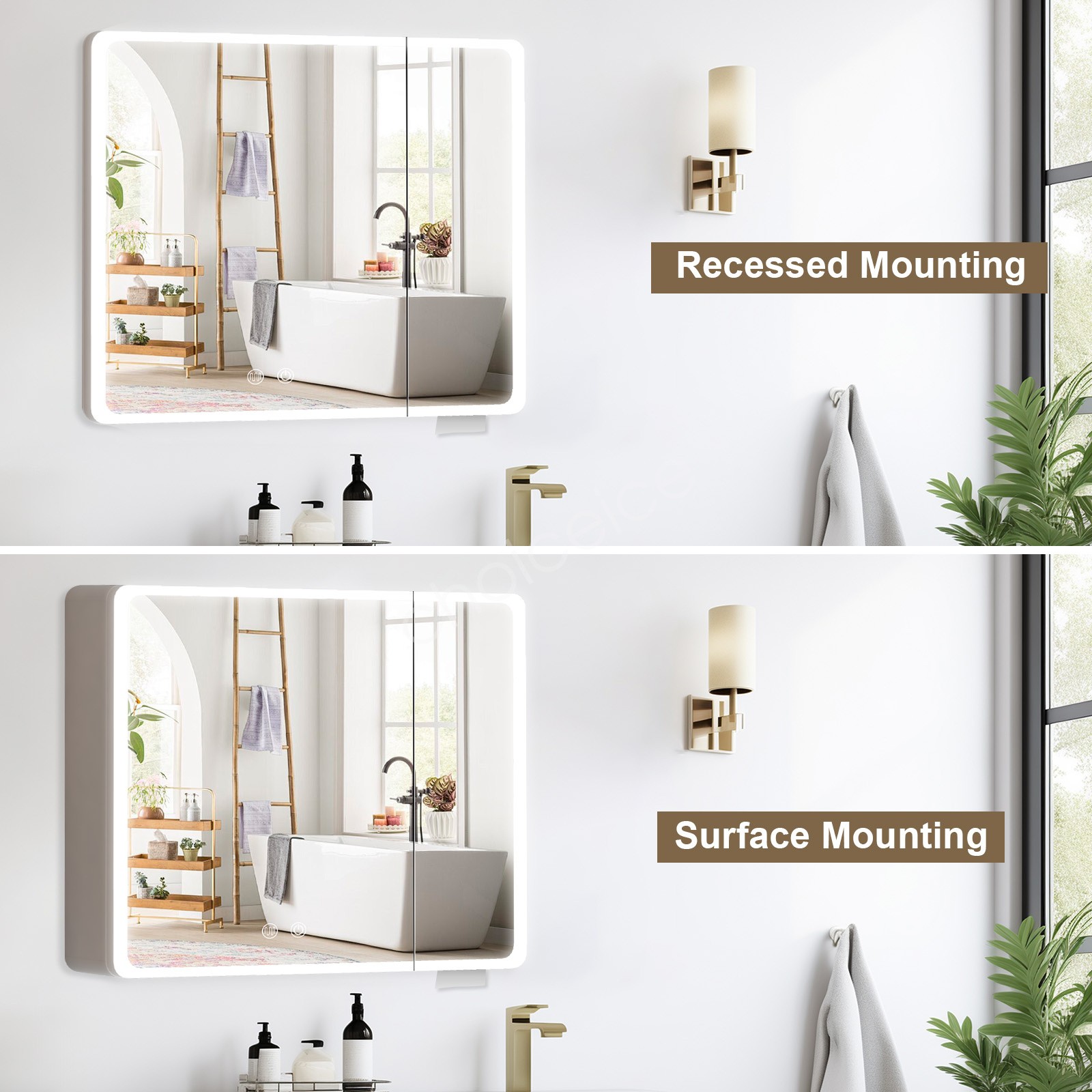 Lighted Medicine Cabinet with Mirror Wall Mounted Bathroom Cabinet LED Lights.