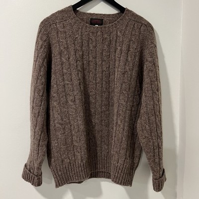 O Connell Lucas Cheif Shetland Wool Sweater Beige Brown Scotland Mens Medium 40