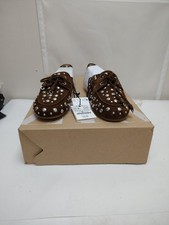 Zara Studded Split Suede Deck Shoes Brown UK 5