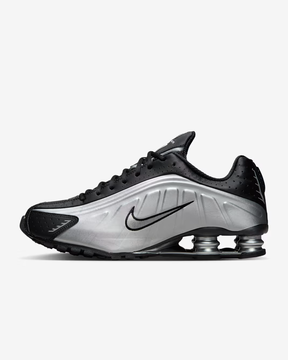 Nike Shox R4 Metallic Silver Black HQ1988-007 Men's Sizes