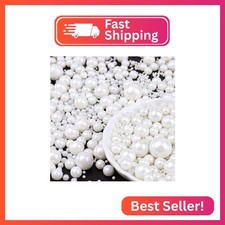 White Pearl Sprinkles for Cake Decorating, 6 Sizes Mix 4.6 oz Edible Pearls Suga