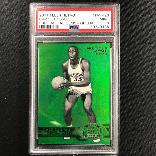 2011-12 Fleer Retro Cazzie Russell Precious Metal Gems Pmg Green 3/10 Psa 9