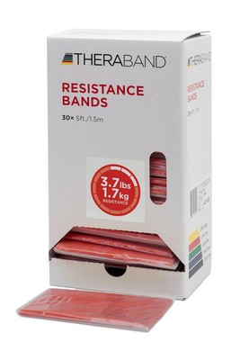 THERABAND Resistance Bands, 5 Foot, 30 Count, Red - Medium - Beginner Level 3 