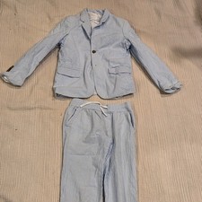 Cat Jack Boys Blue Striped Suit Jacket And Pants - Kids Size Small