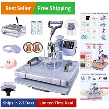 8 in 1 Heat Press Machine 15x15 Inch, Swing Away Digital Sublimation Heat Tra...