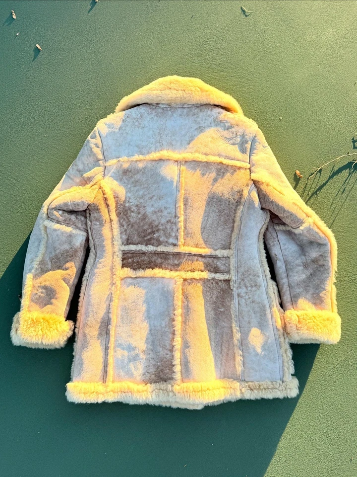 SCHOTT Vtg 70s 80s Suede Sherpa Jacket Sheepskin Leather coat rancher Lady Sz 12 - Image 3 of 4