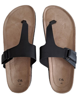 C&A FLIP FLOP SANDALE AUS LEDER ZEHENTRENNER FÜR HERREN SCHWARZ GRÖßE 46