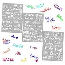3 Pieces Plastic Painting Stencils 8 x 11 Inch Reusable Inspirational Word