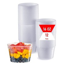 Mr Miracle 16 oz Clear Deli Containers with Lids. Pack of 16 Ounce, 12